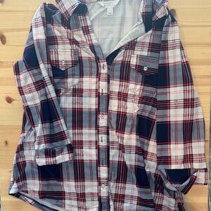Market & Spruce Red and Blue Plaid Blouse